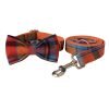 Orange Plaid Dog Collar and Leash Set