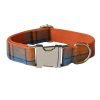 Orange Plaid Dog Collar and Leash Set