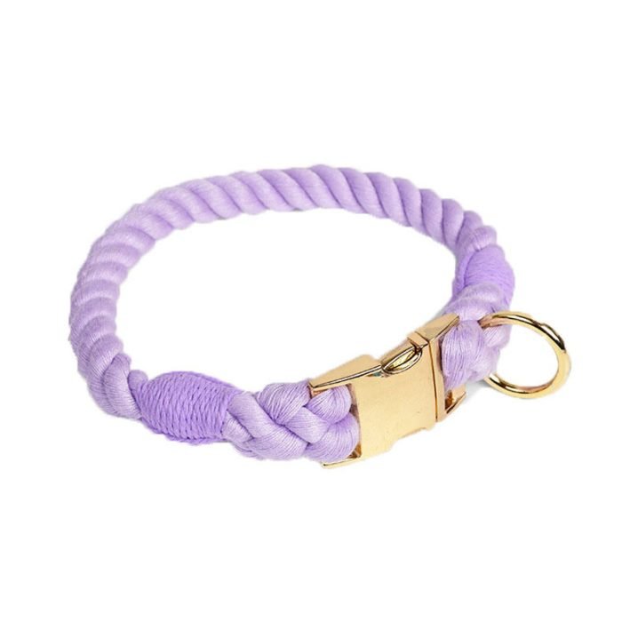 Purple Dog Collar Rope Dog Collar-Purple