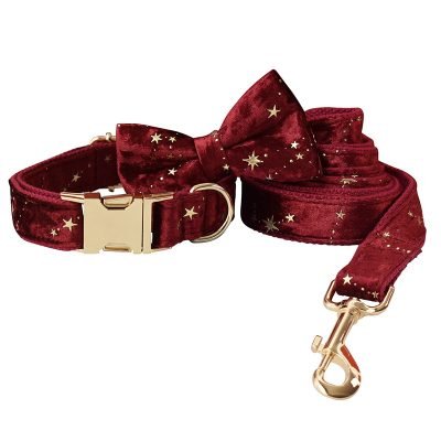 Red Velvet Bowtie Dog Collar and Leash Set (Copy)