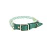 Handmade Leather Knitted Dog Collar-Dual Green
