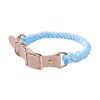 lesleypet-dog collar (7) Handmade Leather Knitted Dog Collar-Light Blue