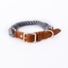 Handmade Leather Knitted Dog Collar-Grey