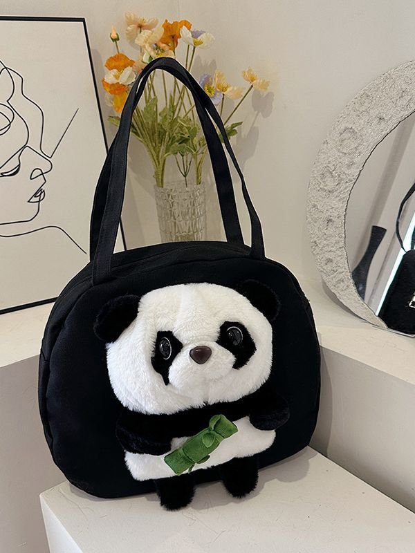 Canvas Panda Bag-Black