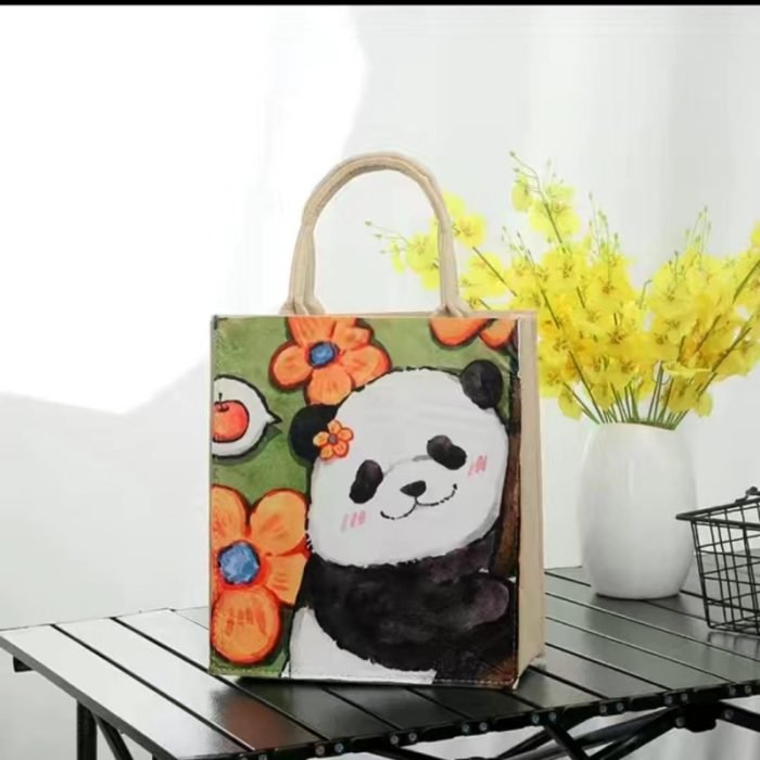 Felt Panda Tote Bag-Red