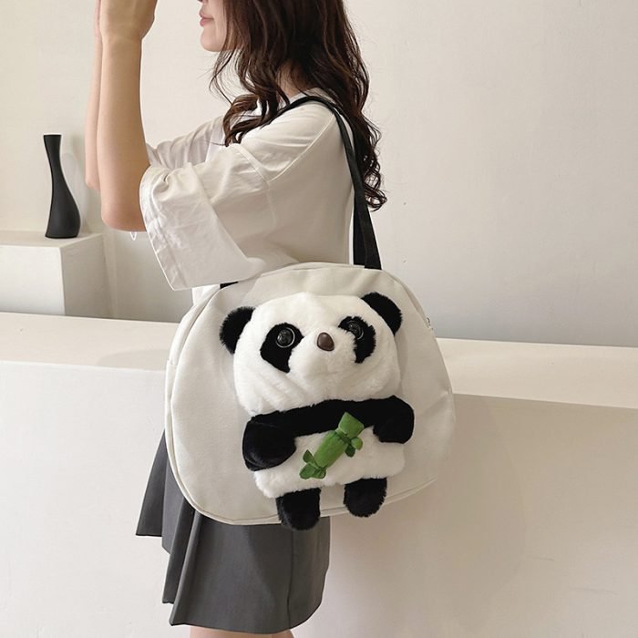 Canvas Panda Bag-White